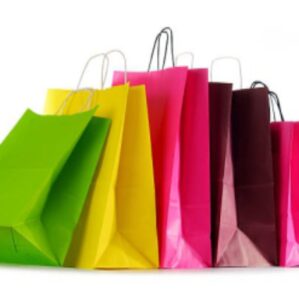 Shopper in carta con cordino in carta ritorta in tinta