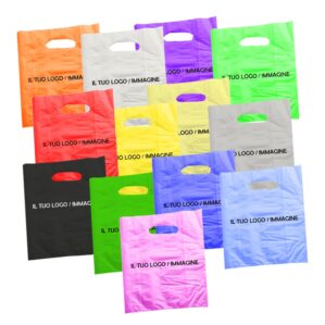 Shopper in plastica personalizzate con manico a fagiolo