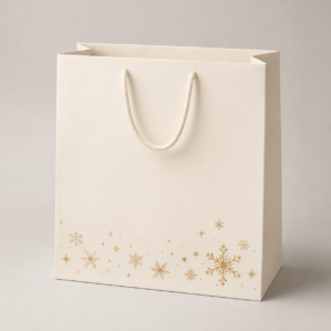 Shopper natalizia con stelle e fiocchi di neve, coprenza 25%