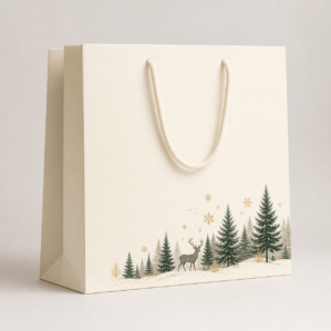 Shopper natalizia con bosco nordico e renna, coprenza 25%