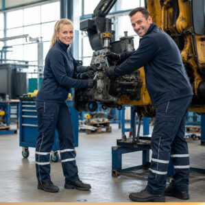 Pantalone elasticizzato con bande rifrangenti da lavoro