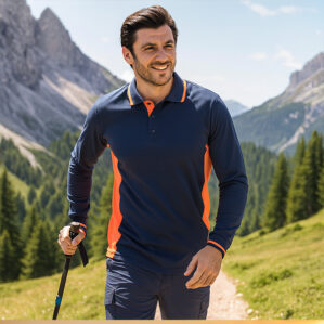 Polo con inserti fluorescenti per Trekking e Divise Sportive