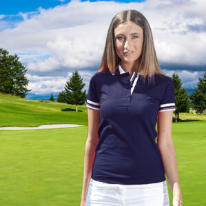 Polo donna elasticizzata con anello porta occhiali