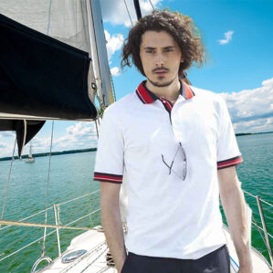 Polo uomo elasticizzata con anello porta occhiali