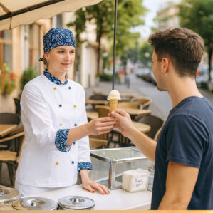 Giacca fantasia per gelateria e pasticceria