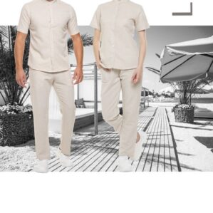 Camicia uomo in lino collo coreano