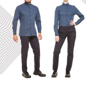 Camicia uomo collo coreano fantasia blu