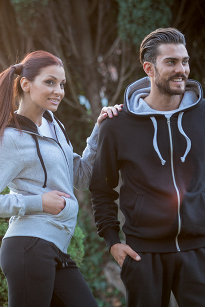 Felpa con cerniera lunga e cappuccio da lavoro e sport - vista 2