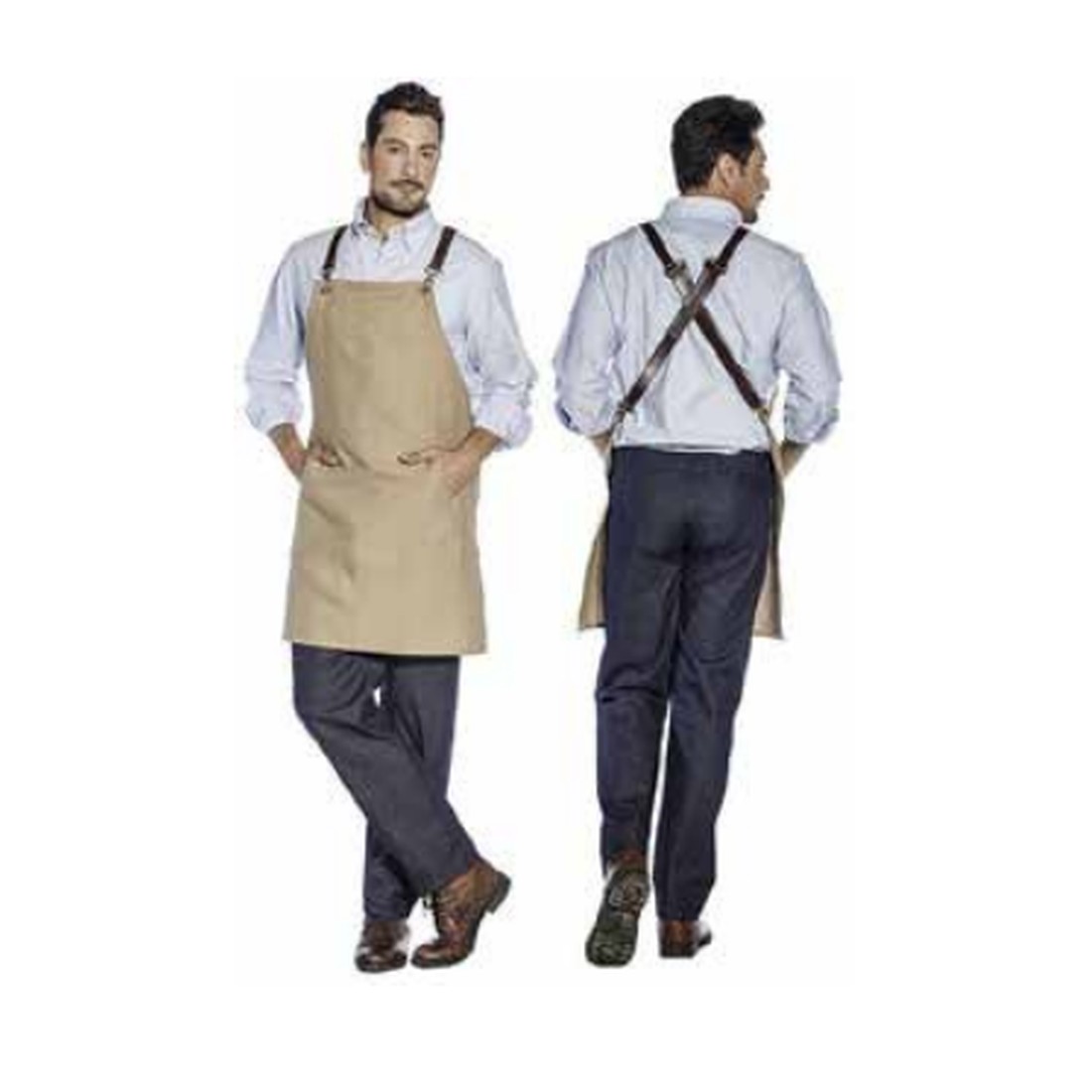 Grembiule Barber Shop con bretelle in ecopelle