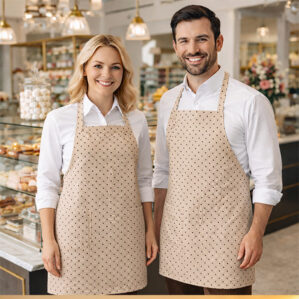 Grembiule con pettorina a pois per pasticceria