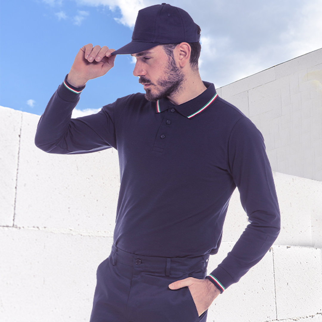 Polo unisex manica lunga tricolore - vista 2