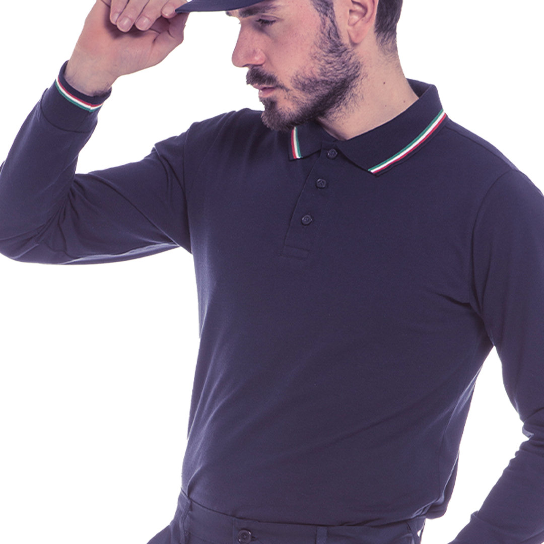 Polo unisex manica lunga tricolore - vista 3