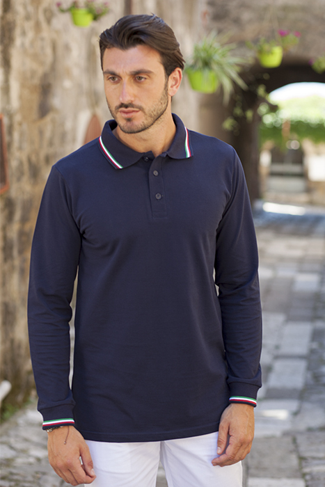 Polo unisex manica lunga tricolore - vista 4