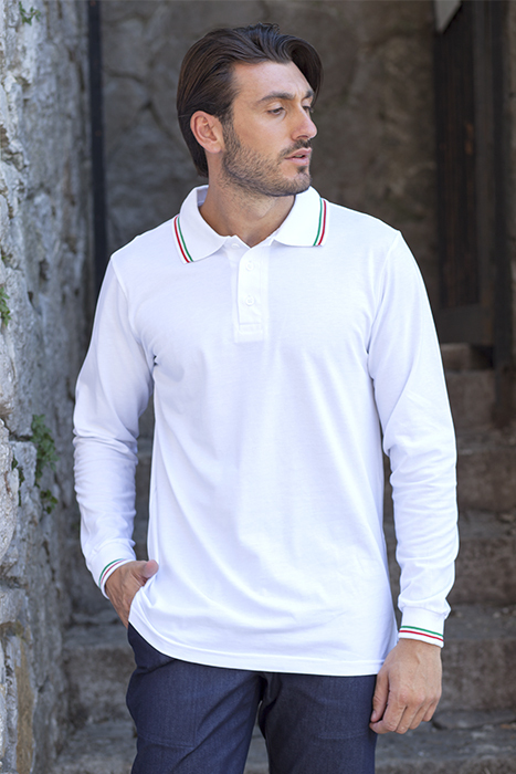 Polo unisex manica lunga tricolore - vista 5