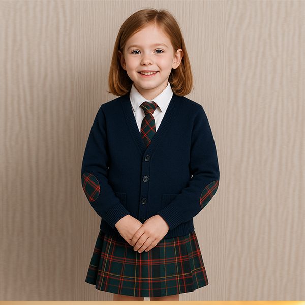 Cardigan in cotone con inserti scozzesi - immagine 3