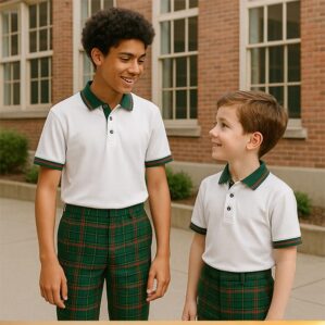 Pantalone Elasticizzato Scozzese per Divise Scolastiche - immagine 1