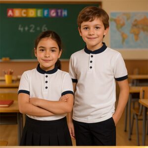 Polo bambino con collo coreano - immagine 1